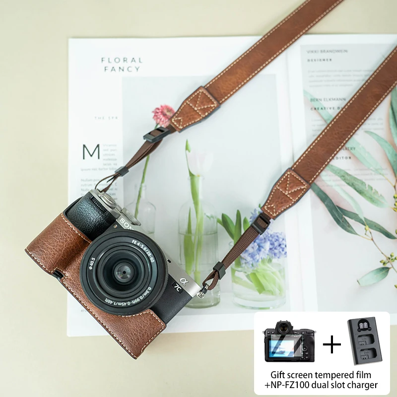 

Suitable for Sony A6700 A6400 A6100 protective case A7CR base A7C2 manual photography camera PU leather bag A7C