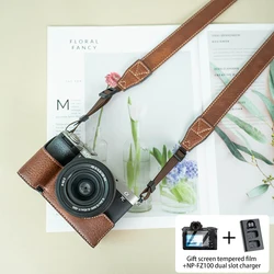 Suitable for Sony A6700 A6400 A6100 protective case A7CR base A7C2 manual photography camera PU leather bag A7C