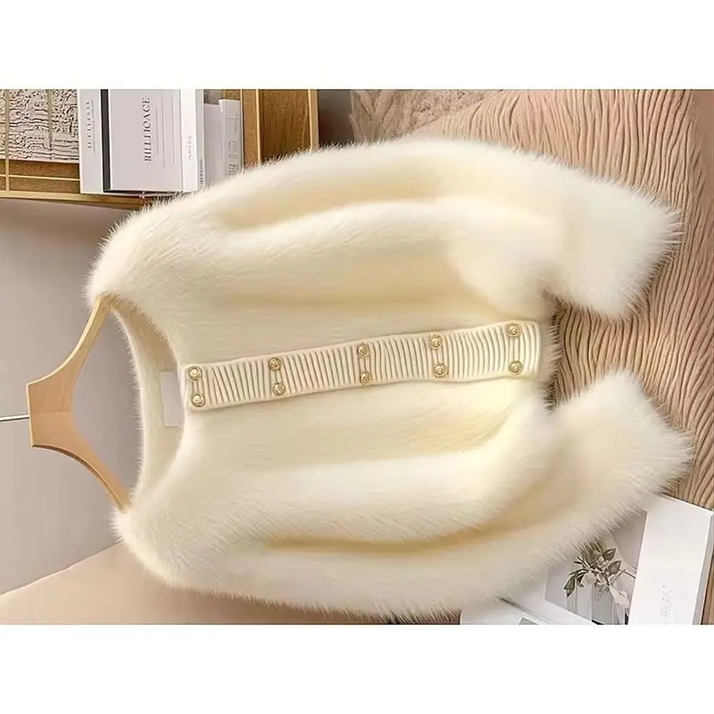 

2026 Spring Autumn Sense of design Women Sweater Cardigan Jacket New Versatile Knitted Sweater Small Fragrance Plush Female Tops