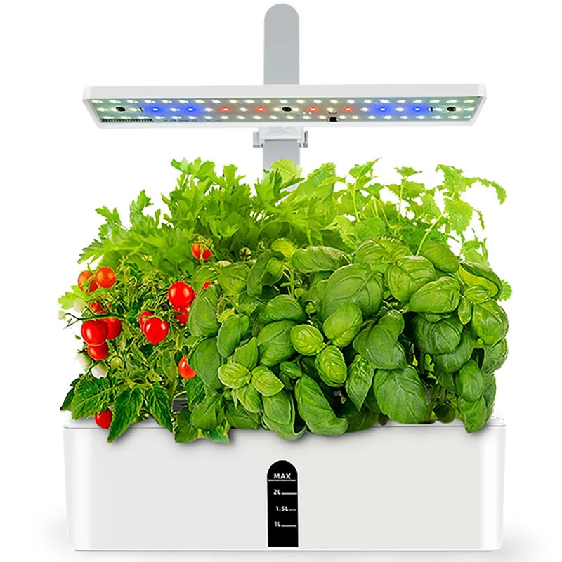 

Hydroponics Growing System With Led Grow Light 9 Pods Smart Garden Planter Height Adjustable Cycle Automatic Timer White Color