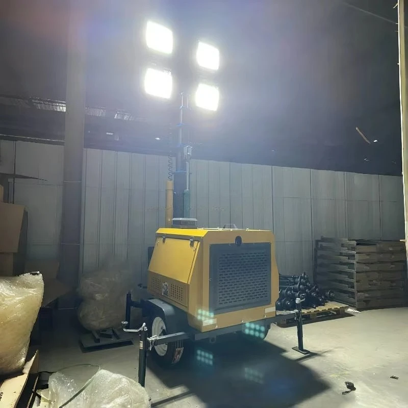 OEM Factory Direct 7M High 400W*4 560W*4 800W*4 LED Mobile Light Tower White Emitting Color with 5 Mast & Diesel Generator Power