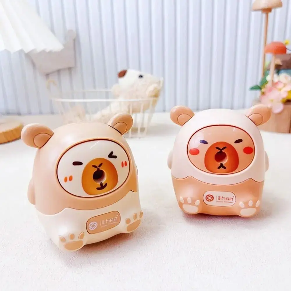 Hand Crank Capybara Pencil Sharpener Automatically Enters Cartoon Manual Pencil Sharpening Tool Anti Sticking Labor-Saving