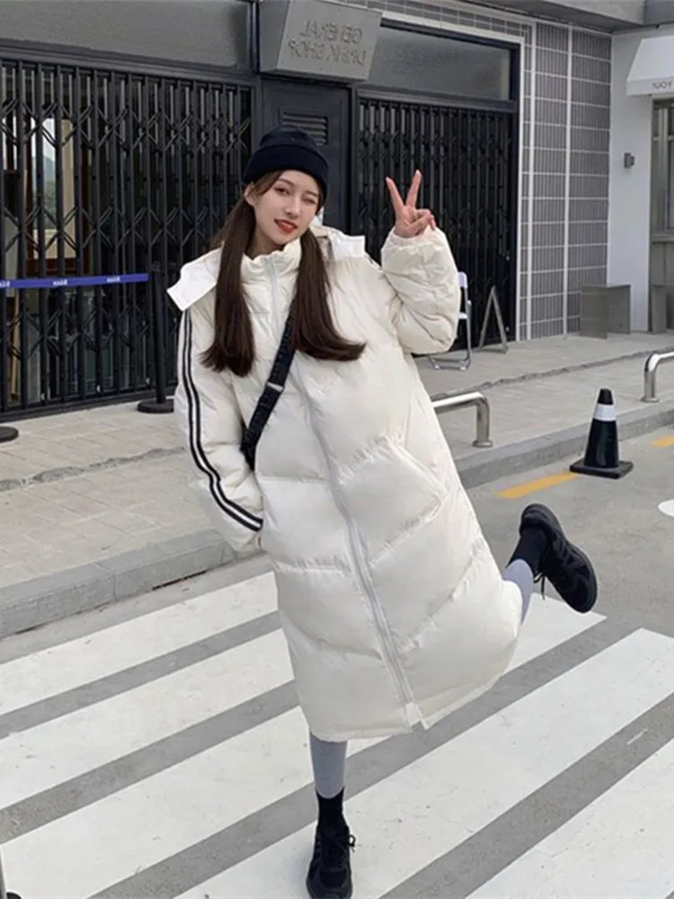 

White Hooded Cotton Jaet Women's Loose Faionable Korean Sle Winter New Arrival Versatile Cotton Coat Trendy BF Fit