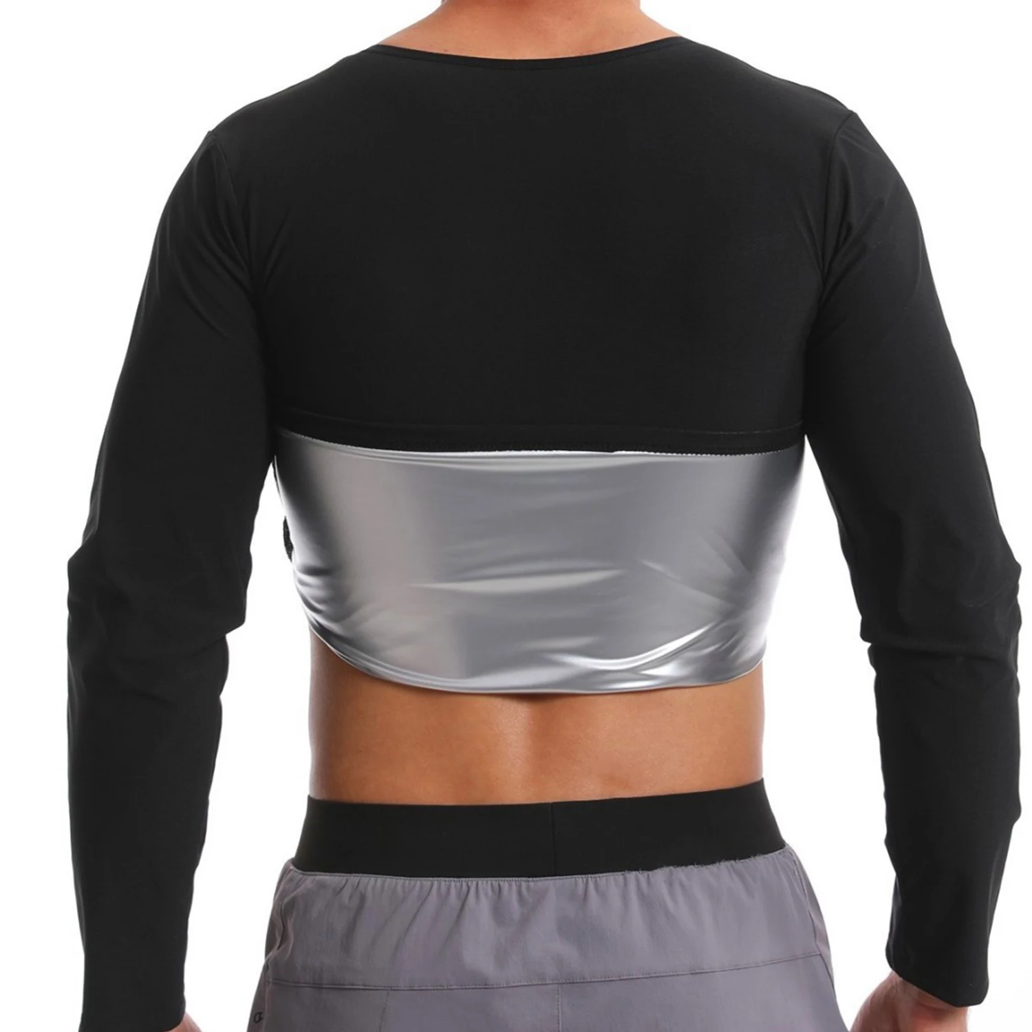 1 PC ซาวน่าเสื้อสําหรับชายแขนยาวสําหรับเหงื่อ Body Shaper TOP เสื้อยืด Body Shaper เสื้อสําหรับออกกําลังกายกีฬาการออกกําลังกาย