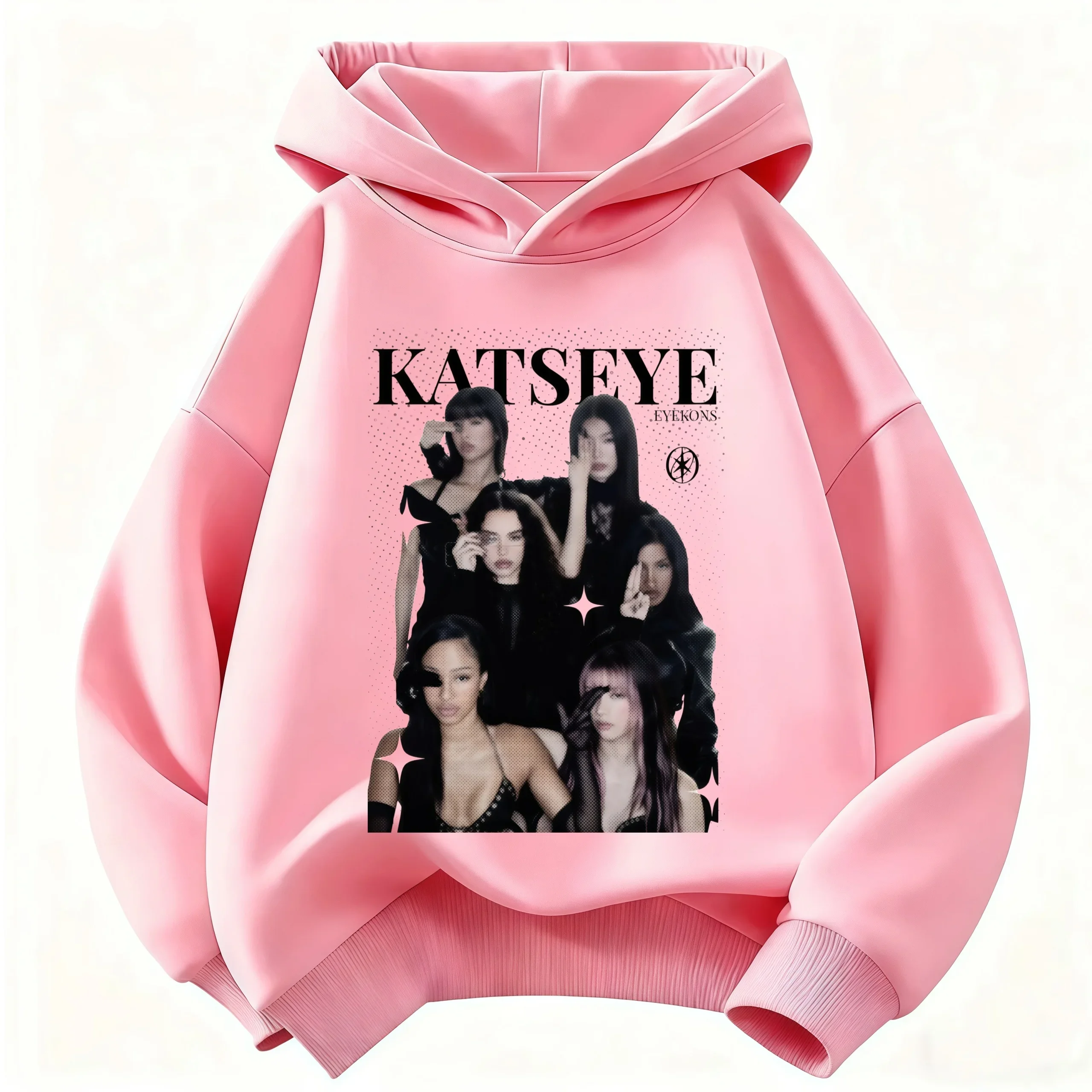 Warme & Street-Style-Kleidung für Mädchen, stylischer Kinder-Hoodie – Katseye Girl Group Grafik-Pullover; Lässiger Retro-Hoodie, modisch – Detail 3