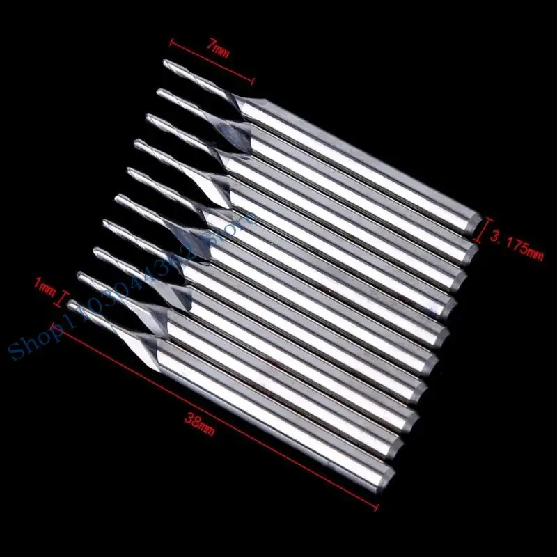 

A3PA 10 Pcs 1/8" 1mm Double Flute Flat Nose End Mill Router Bits 5