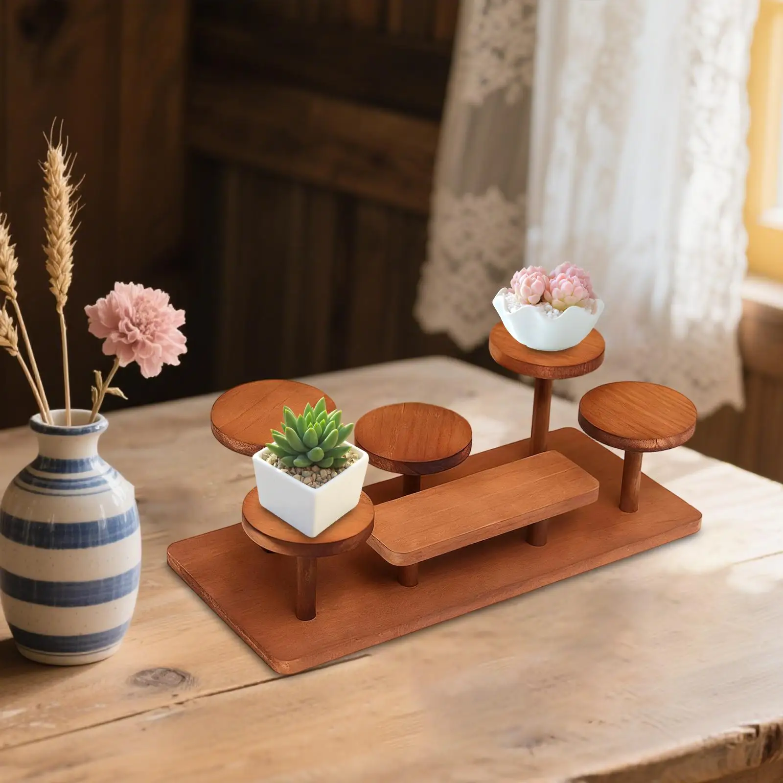 

Деревянная многоуровневая подставка для парфюмерных изделий, настольная стойка, деревянная полка-органайзер для комода, помещения, косметики