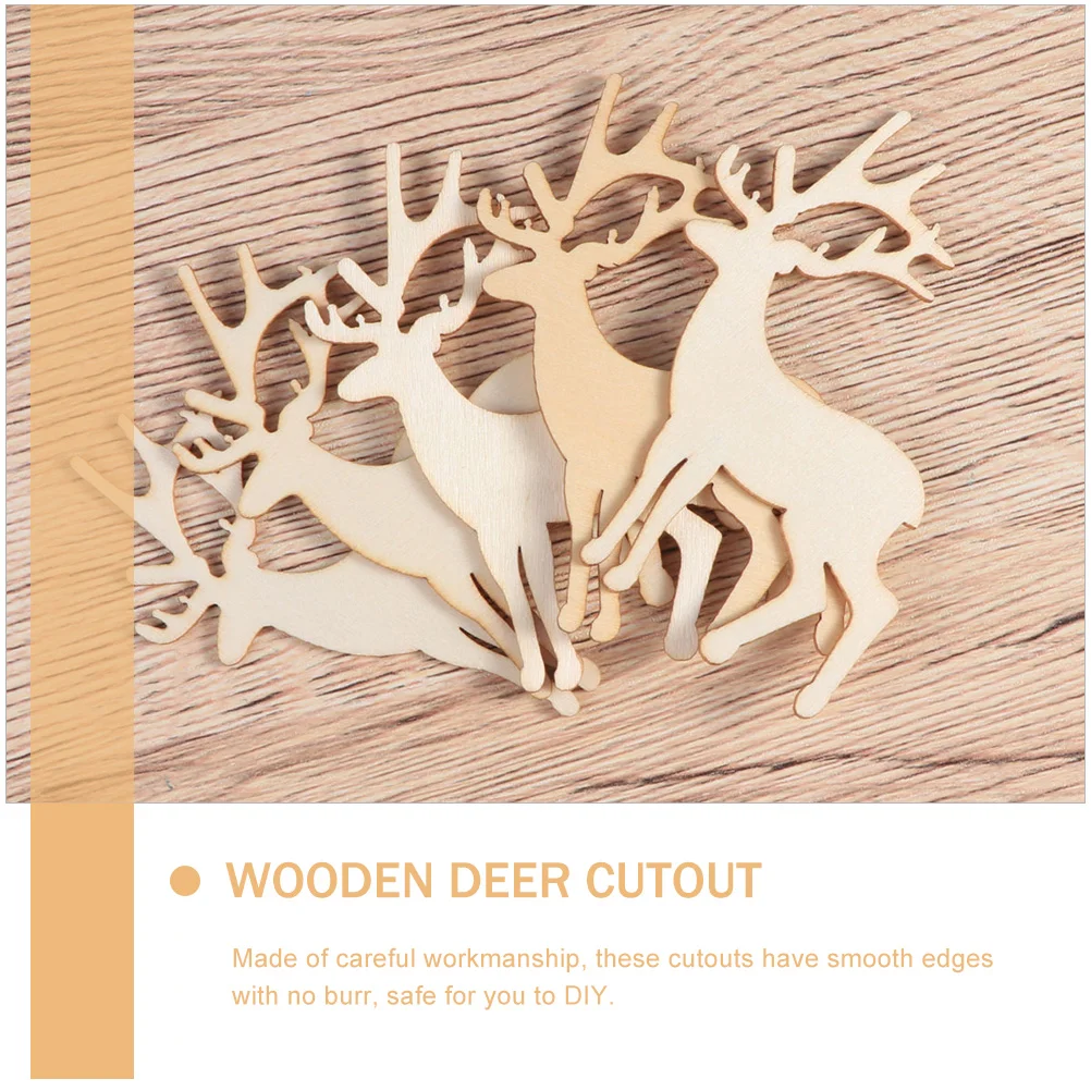 25 Pcs Deer Wood Piece Themed Crafts DIY Hanging Decorations Unfinished Wooden Tags Self Made Slice Ornaments Cutouts