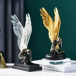 Angel Wings Model Statue Golden Silver Resin Creative Modern Abstract Sculpture Home Decor Living Room Decoration Office Decor