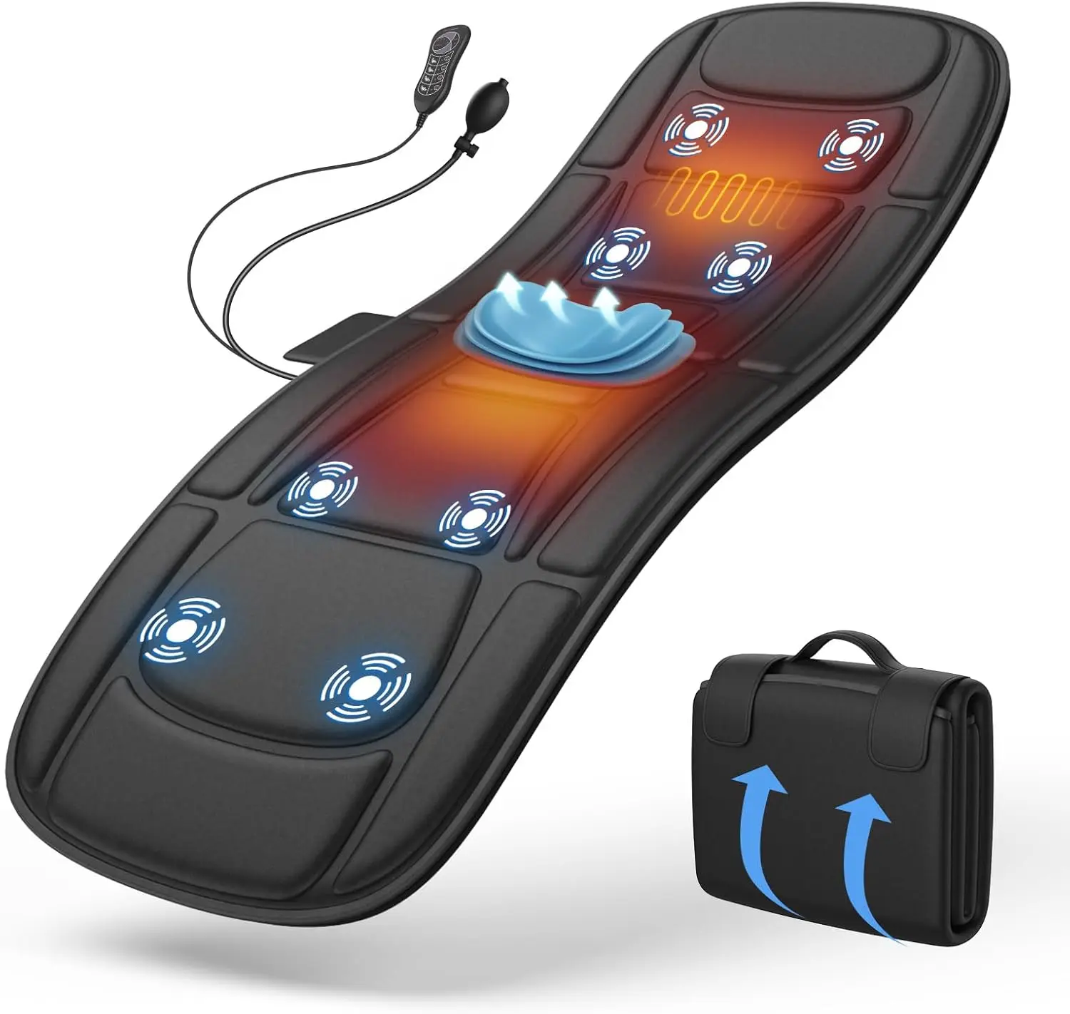 

Heated Vibration Massage Mat with Lumbar Support, Full Back Heating for Pain Relief at Home or Office