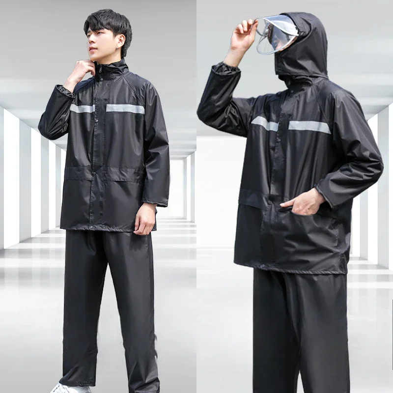 Raincoat and Rainpants Suit Full Body Rainstorm Prevention Electric Bicycle Motorcycle Takeaway Riding Reflective Split Raincoat