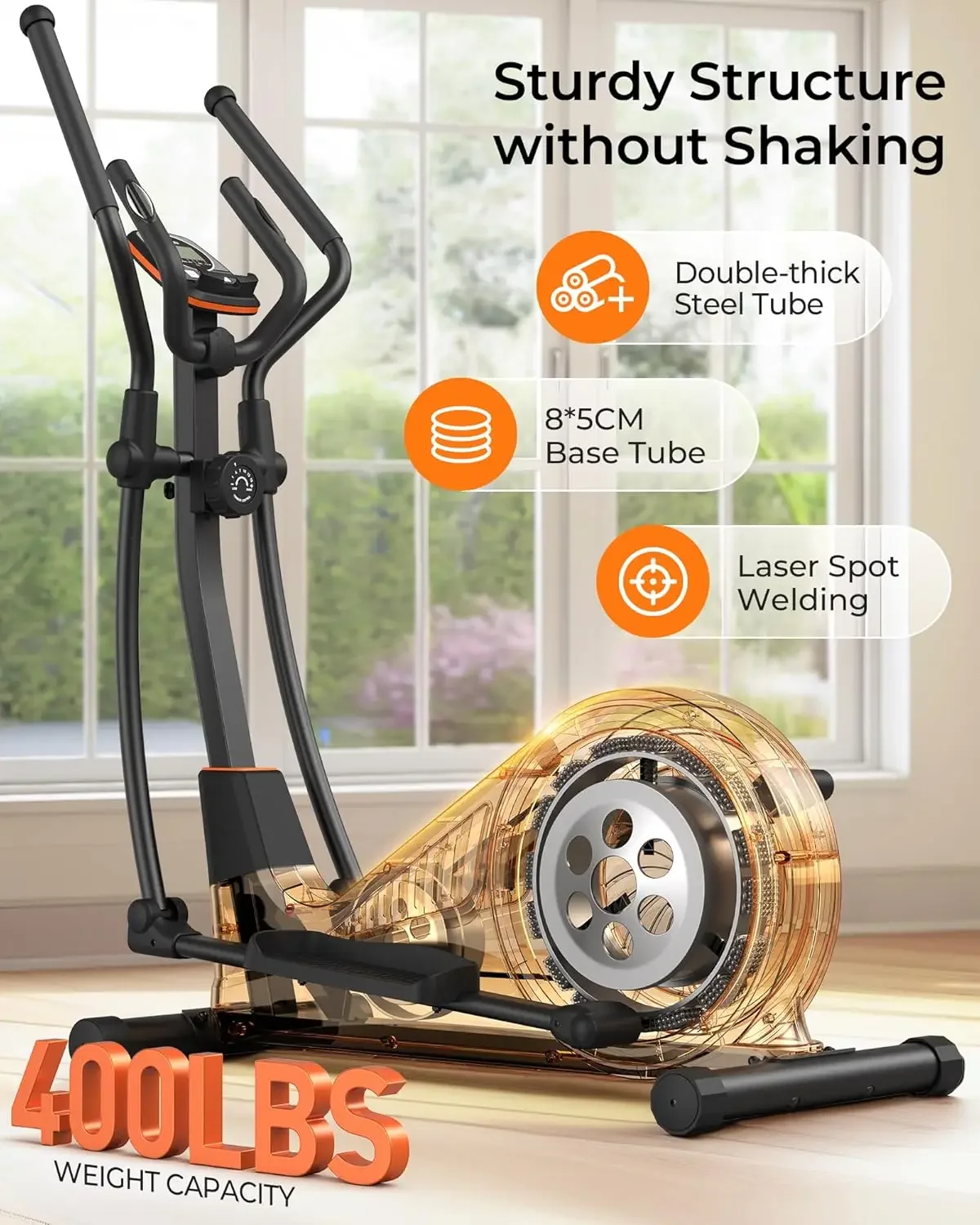 Elliptical Machine, Elliptical Exercise Machine for Home with Hyper-Quiet Magnetic Driving System, Elliptical Trainer
