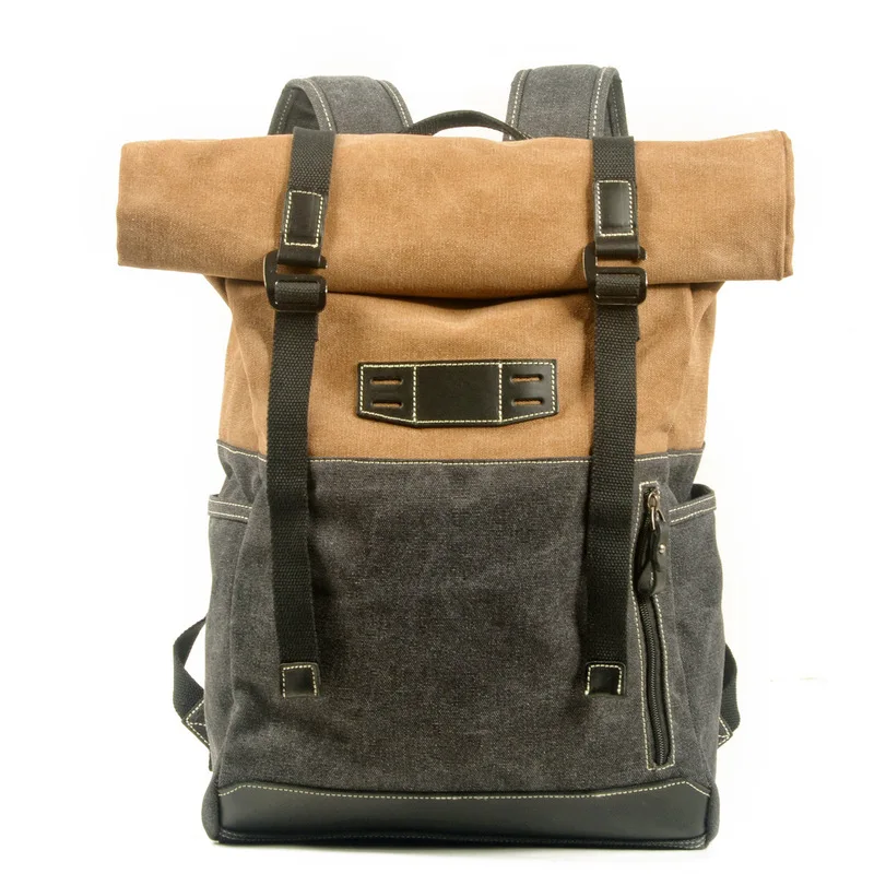 Retro canvas bag fashionable backpack schoolbag waterproof and theft-proof computer bag, hiking backpack, double-shoulder bag