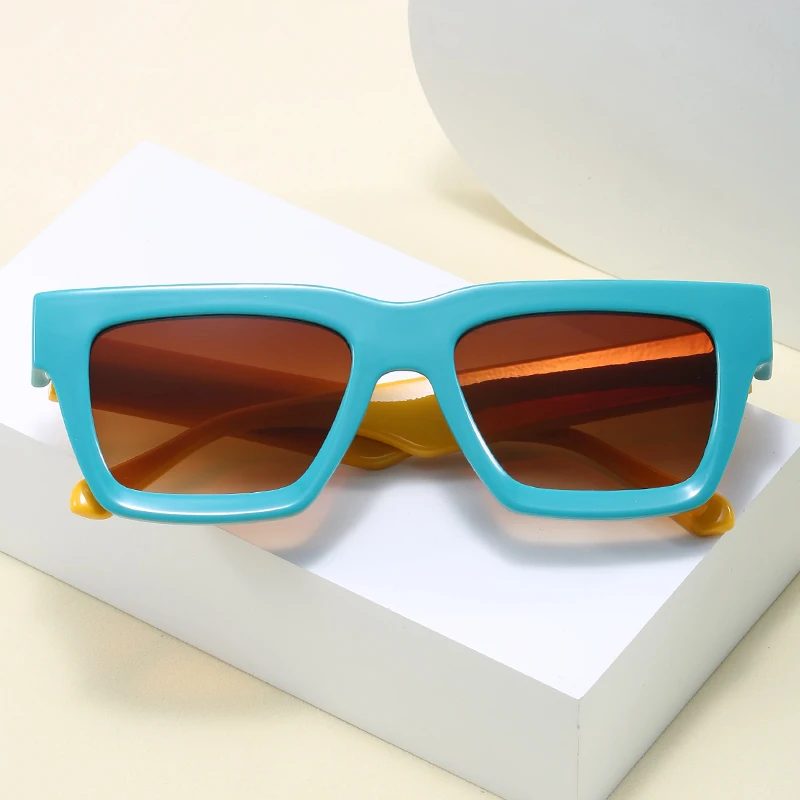

Brand Popular Women Square Sunglasses Retro Men Tinted Shades UV400 Classic Candy Color Mirror Leg Design Sun Glasses Female