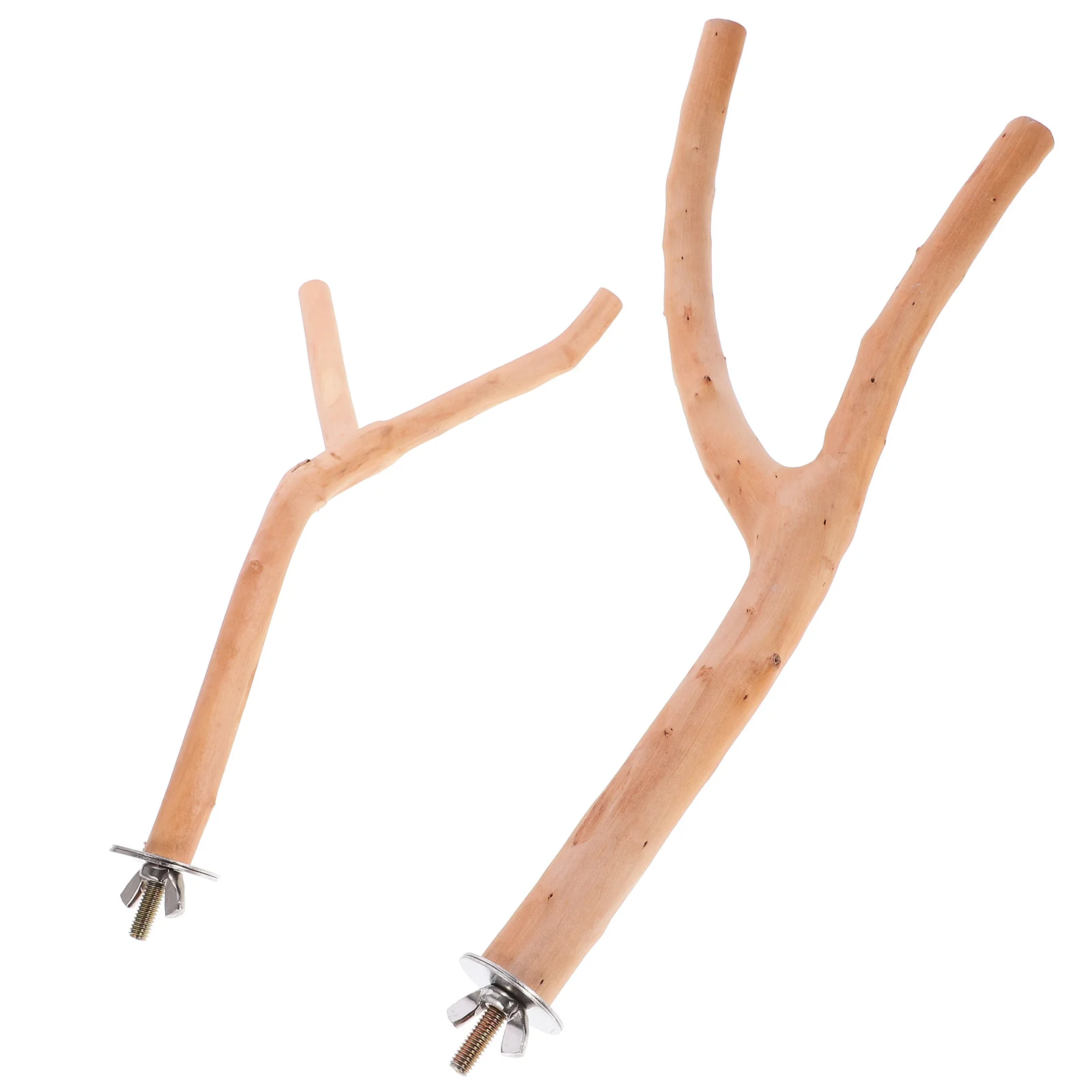 

2Pcs Pet Bird Cage Standing Poles Durable Wood Natural Atmosphere Exercise Bird Cage Stand Pole Parrot Standing Rack