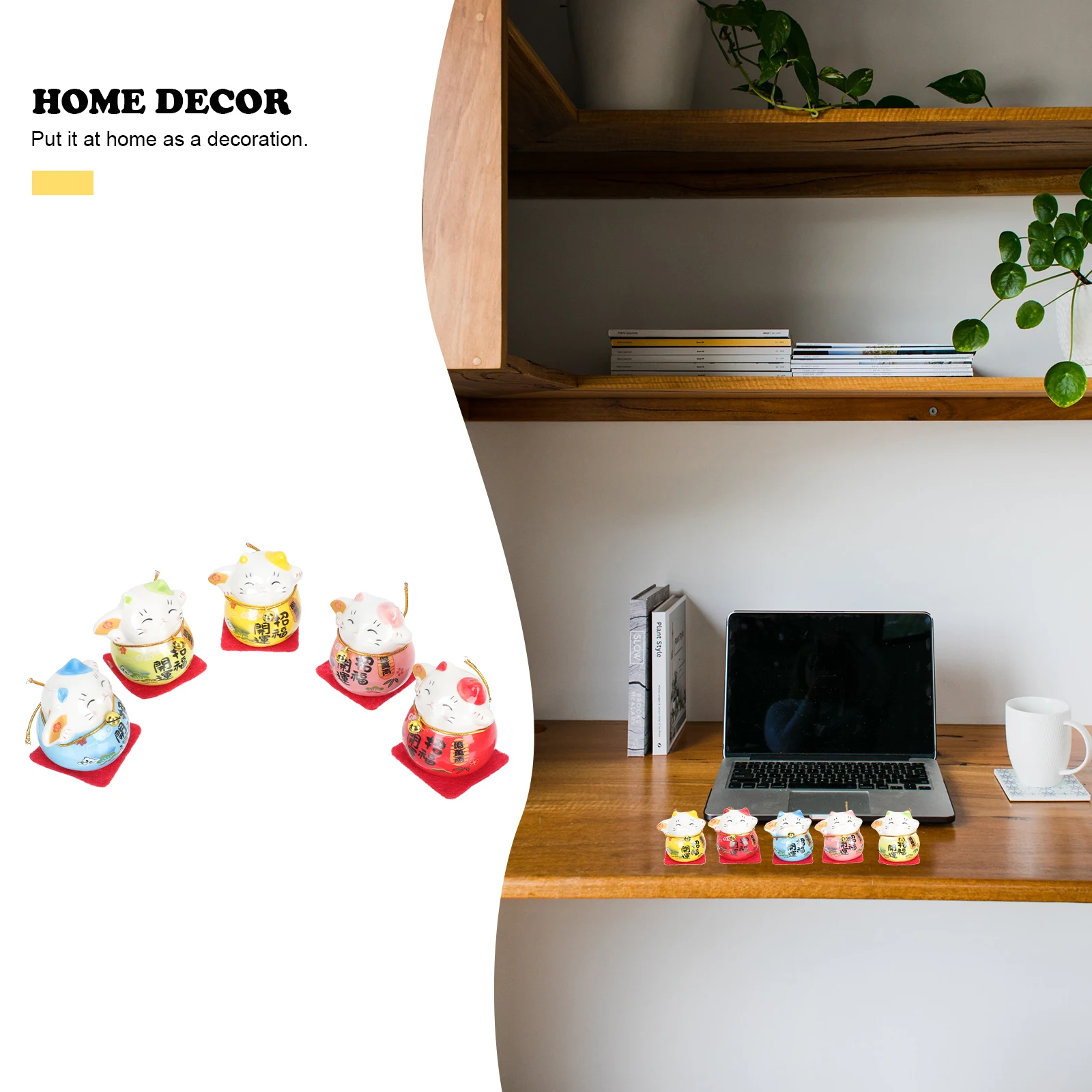 

5pcs Ceramic Decor Ornaments Chic Small Desktop Decor Creative Cat Desktop Adorn Indoor Tabletop Ornament