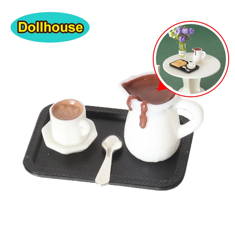 7Pcs Desktop Scene Simulation Micro Model Parts Handmade Miniature Dollhouse Coffee Cup Model Decorative Tray Plate Accessories