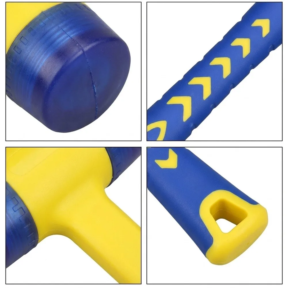 Solid Head Hammer Rubber Mallet For Tile Installation Blue Replaceable Rubber Head Anti-slip Textured Handle For Windows