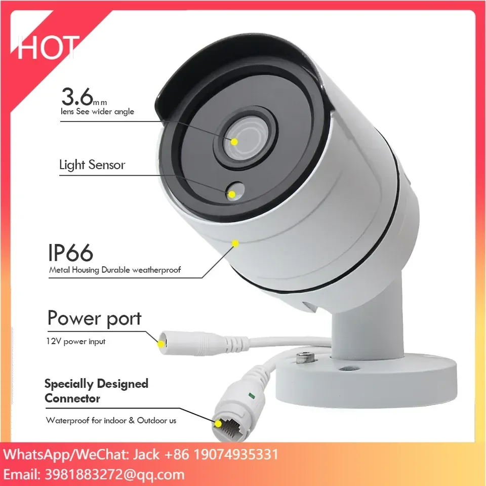 H.265 CCTV نظام الأمن 4CH NVR 5MP كاميرا IP خارجية IR ليلة P2P طقم مراقبة الفيديو