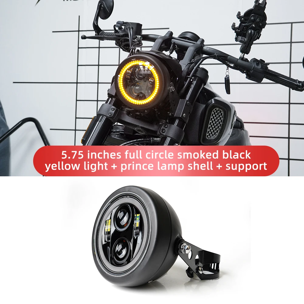 

5.75 Inch Motorcycle LED Headlight，yellow DRL With Mounting Housing and Bracket Fits Harley883 Honda Suzuki KawasakiVulcanS etc