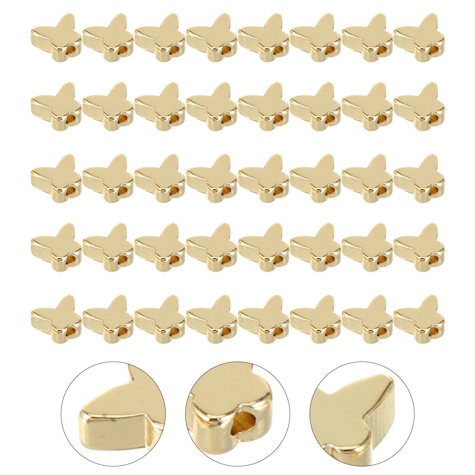 

40 Pcs Glossy Spacer Beads Gold Alloy Jewelry Making Craft Bracelet Necklace Waist Beads Decorations Gifts Large Hole Easy