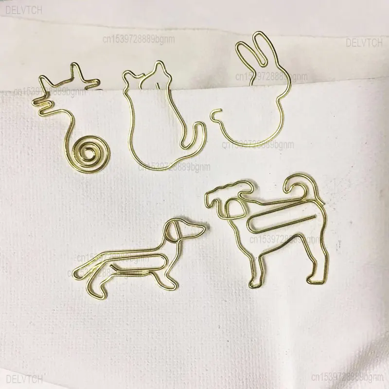 30Pcs Mini Paper Clips Different Shape Metal Bookmark Paperclips Set Photo Ticket Stationery Orgainzer Accessories Gold Color