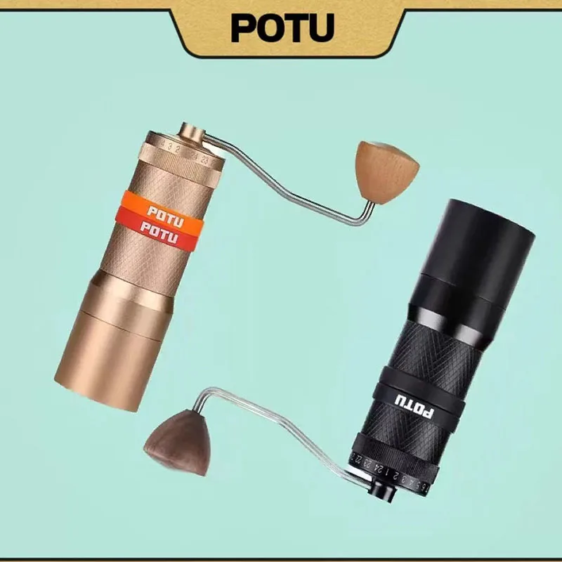 New POTU Manual Coffee Grinder High Nitrogen Steel 49MM Flat Knife Core Grinding,Portable Italian Espresso Make Kitchen Tools