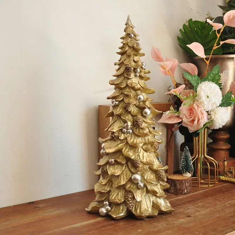 

Vintage Golden Pinecone Christmas Tree Ornament Christmas Day Scene Home Decoration New Year Gift by Postotal