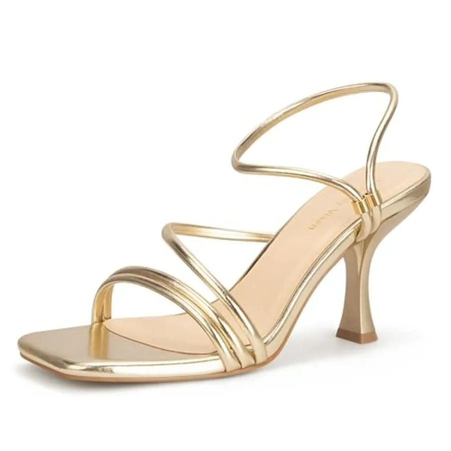 

Women's Strappy Kitten Heels Square Open Toe Sandals Party Wedding Ankle Strap Shoes
