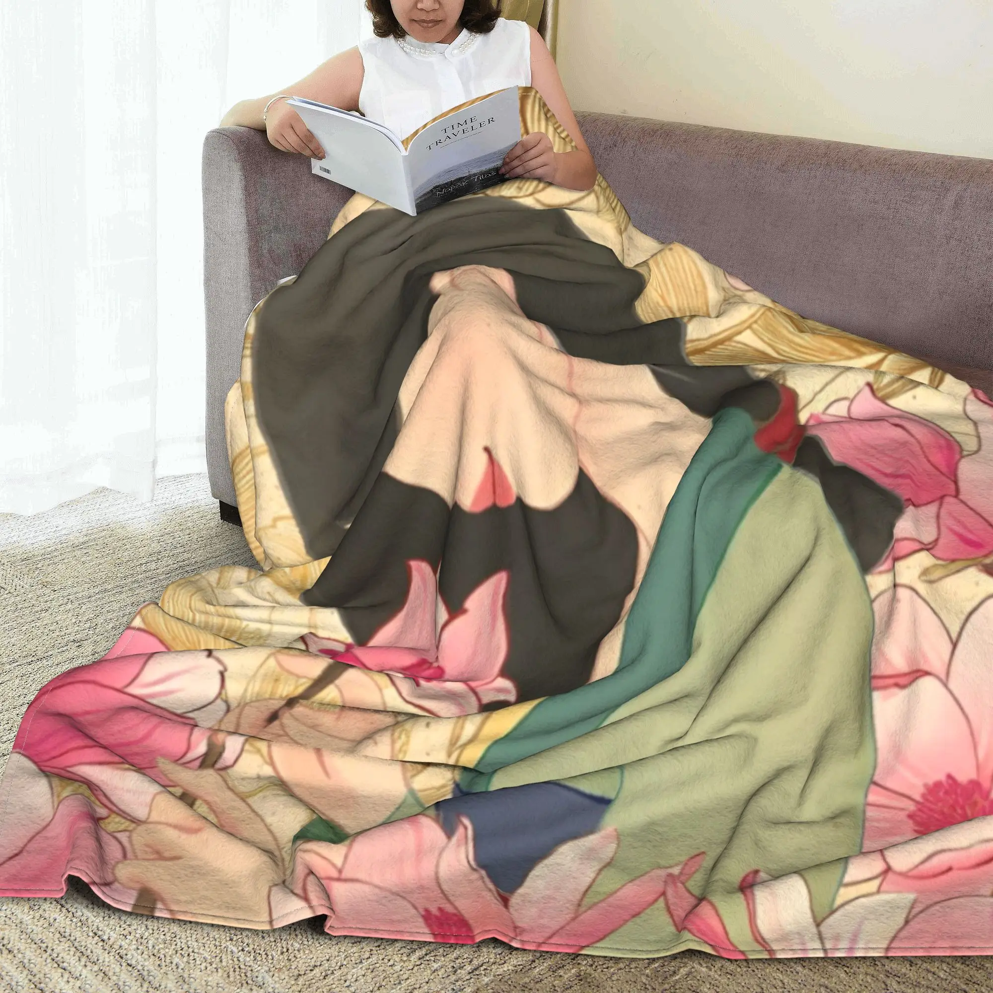 Mulan Princess Beaty Cartoon Knitted Blankets Cute Mushu Flannel Throw Blanket Bedroom Printed Lightweight Multifunction Quilt