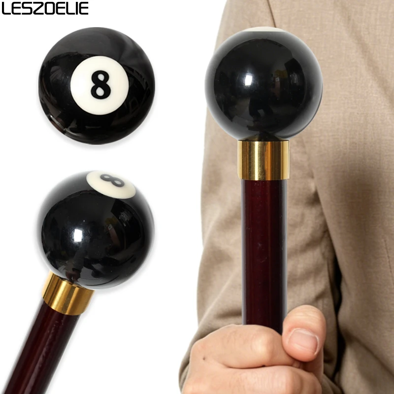 Black 8th Billiards Handle 2-Piece Walking Stick Wine Red Beech Wood Elegant Fashionable Decorative Canes for Men And Women