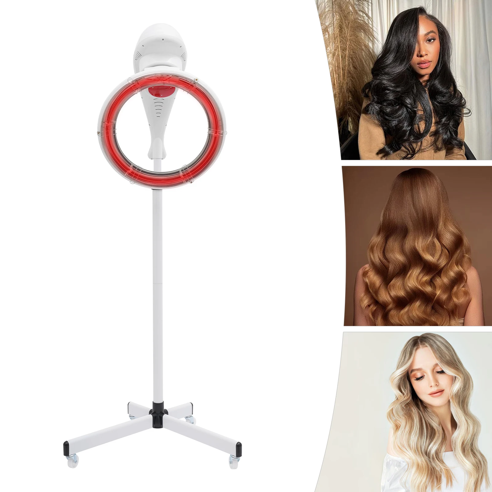 

Grey/White Aluminum Salon Hair Dryer,Professional Infrared Hair Color Processor Height Adjustable for Barbershops,Beauty Salons