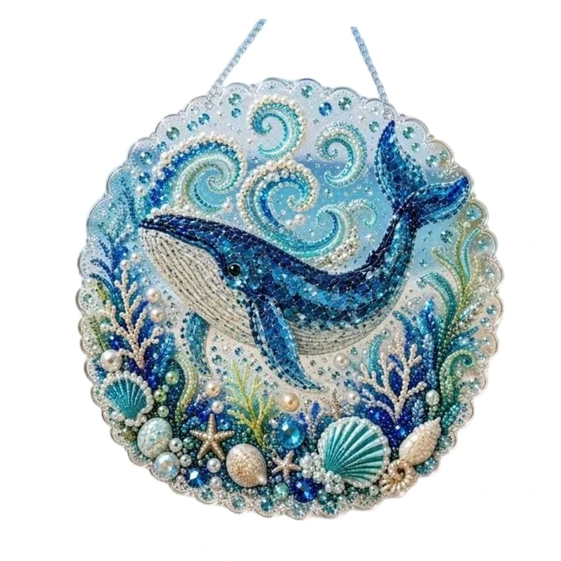 Round Sparkling Ocean DIY Hanging Accent for Window Porch Home Accent A2BB