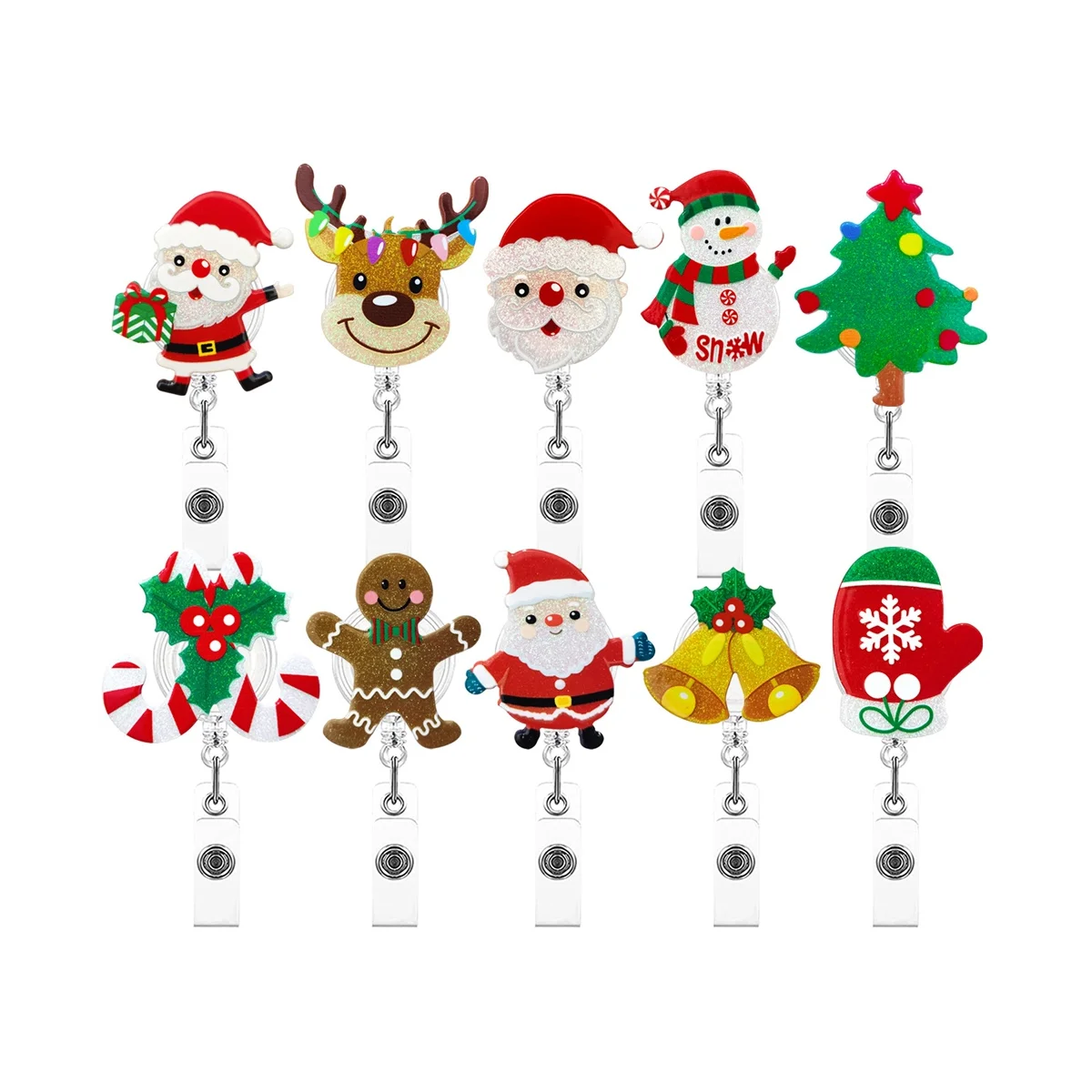 

Christmas Badge Reel Retractable Nurse Badge Clips Holiday Cute Badge Name ID Reel, Nurse Teacher Christmas Decoration