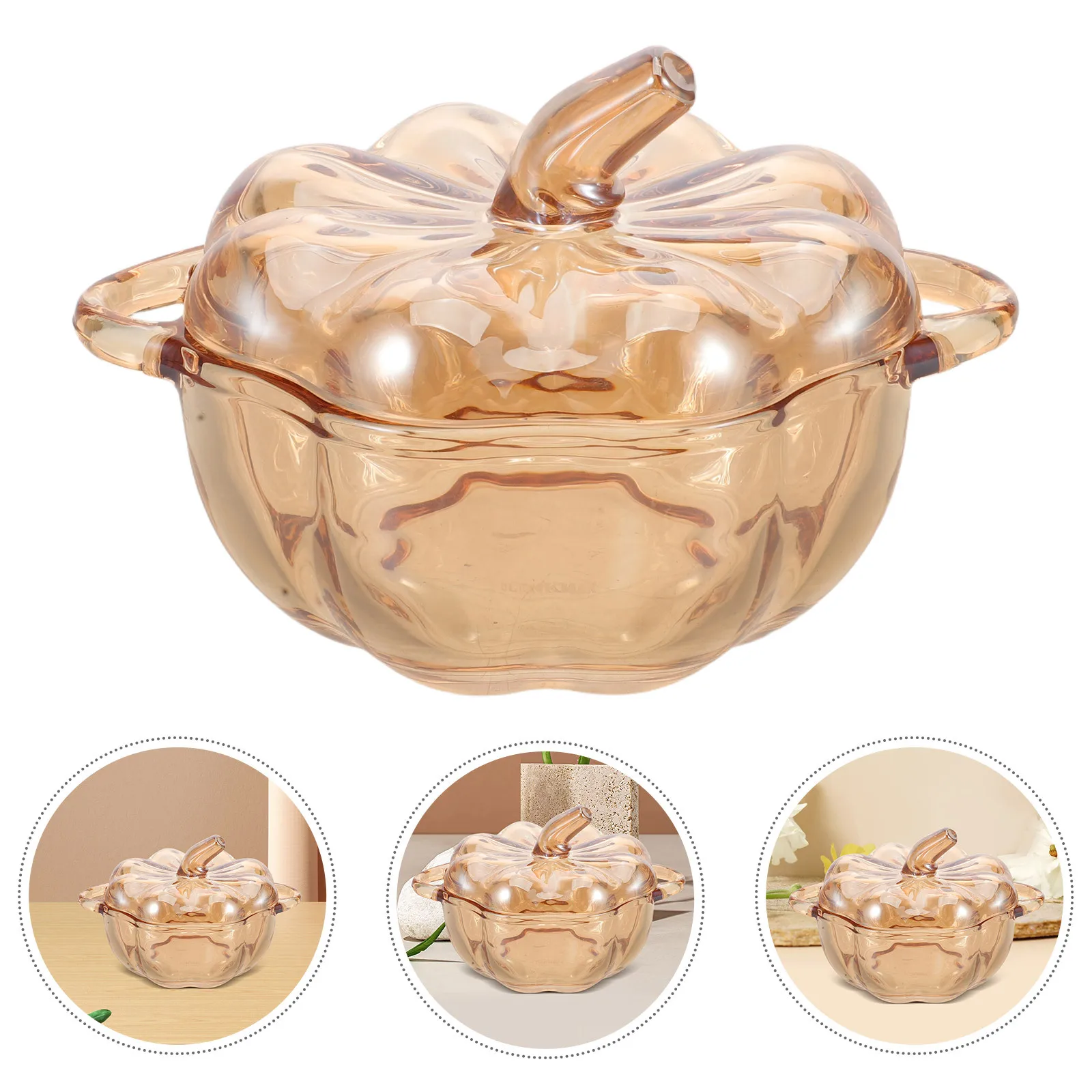 

Versatile Glass Pumpkin Jar 12.5cm Sealed Lid for Candies Cookies Tea Storage Elegant Home Decor and Gift Kitchen Canister