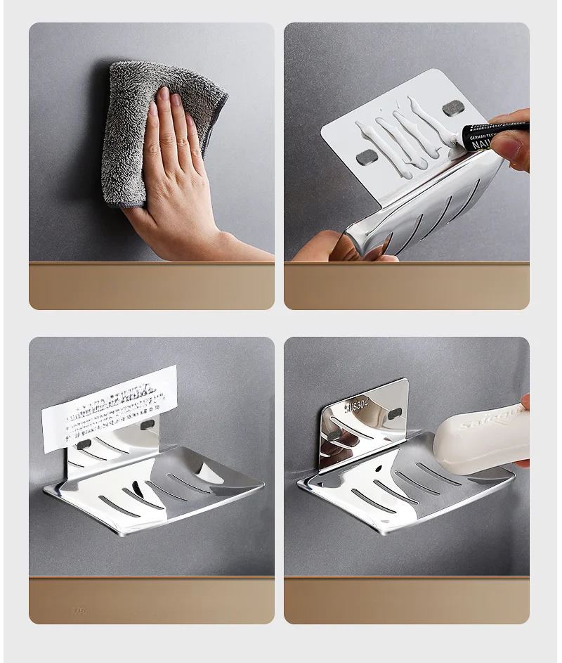 Bathroom  Stainless steel Soap Dish Free-Punching Wall Mounted Soap Sponge Holder Organizer Accessories Kitchen Soap Holder