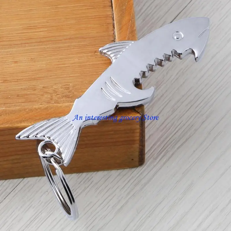 652d فتحة زجاجة ميني ميني مفتاح Pocket Keyring Pocket Shark Shark Beer Bottle