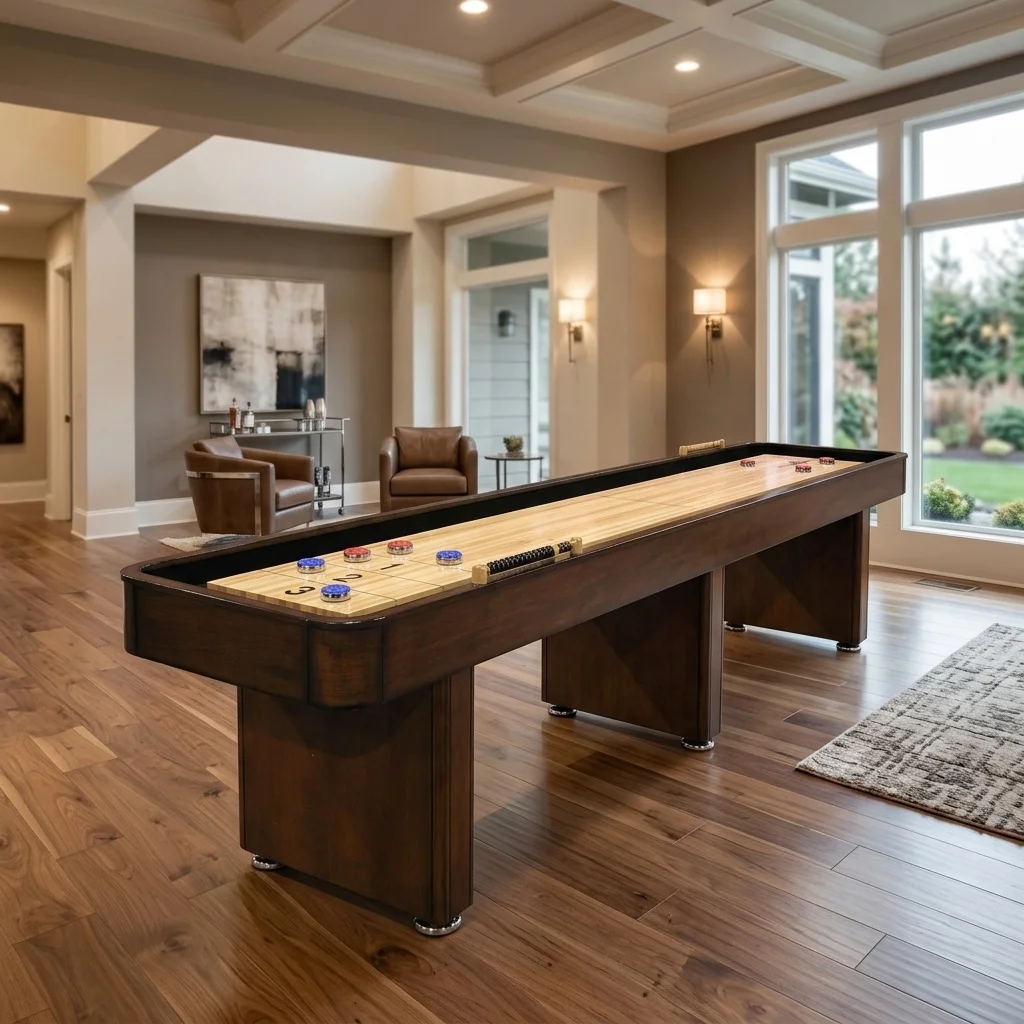 2026 Solid Wood Shuffleboard Table Luxury Indoor Game Table Custom Wood Veneer Home Villa Game Room Shuffleboard Game Tablepromo