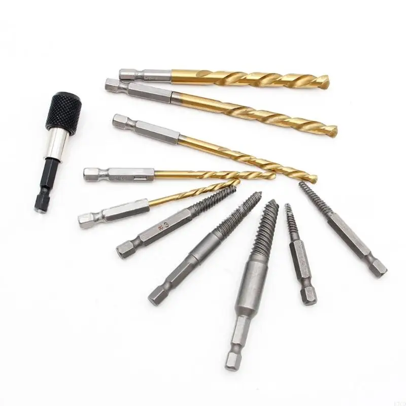 E7CD Screw Extractor and Twist Drill Bit Set Easy Out Screw Extractor for Remove Damaged Screws Reverse Drill Bit Extractor