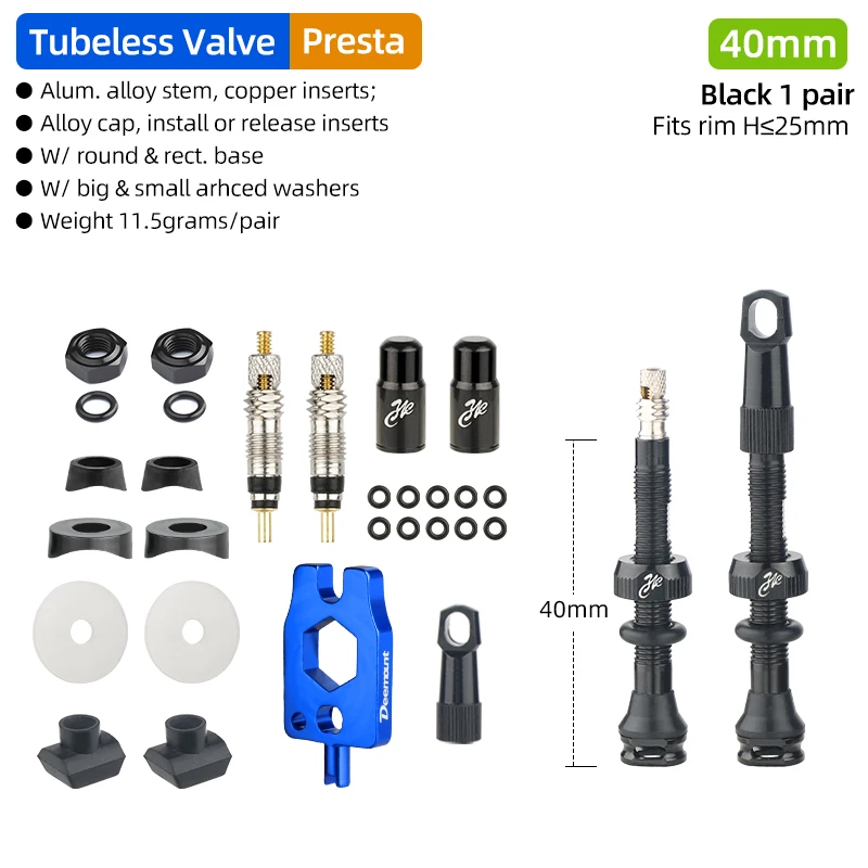 Fahrrad Tubeless Reifen Ventil Carbon Felge Presta Ventile 40 50 65 80mm F/V Abnehmbare Messing Kern W/kappe Für MTB Fahrrad Luft Ventil