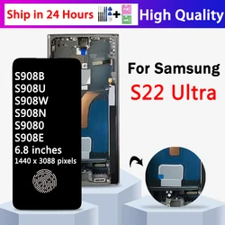 Super AMOLED For Samsung S22 Ultra 5G S908B/DS S908N S908U S908E LCD S22Ultra Display Digital Touch Screen with Frame Parts