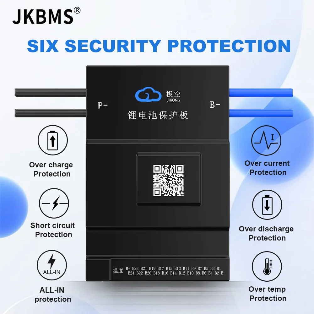 JK-BMS Smart Bluetooth Active Balance Li-Ion LiFePo4 LTO Battery 4S 8S 14S 16S 17S 20S 24S 12V 24V 36V 48V 200A 300A JiKong BMS