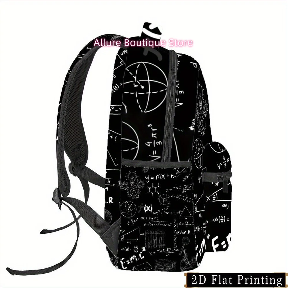 1pc Printed Mathematical Formula Science Symbol Backpack, Zipper Personality Hand Wash Design Multi-purpose Fashion Commuter Pat