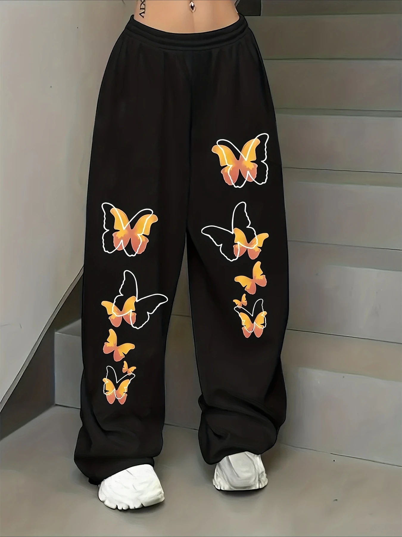 

Japanese Butterfly Pattern 3D Printed Pants for Both Men and Women Oversized Casual Sports Pants, Street Pants, Gothic Loose Fit