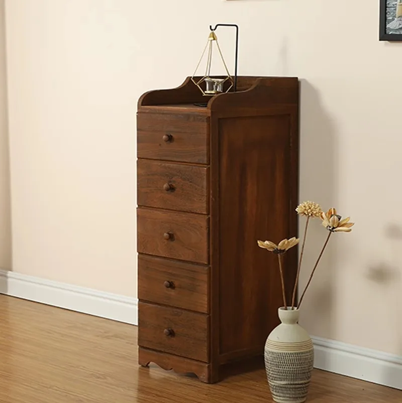 Capable Chamber Cabinets Timber Nightstand Uncomplicated Voluminous Drawer Chest Room Corner Locker Slender Configuration