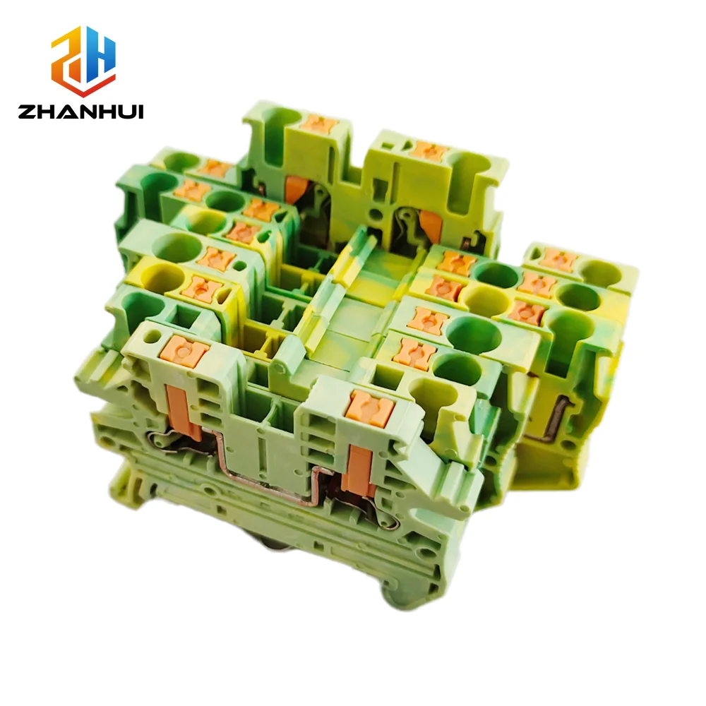 5PCS PT2.5 PTTB2.5 PT2.5-TW PTV2.5-PE Modular DIN Rail Terminal Block Side Entry Push-In Earth Ground Wire Connector