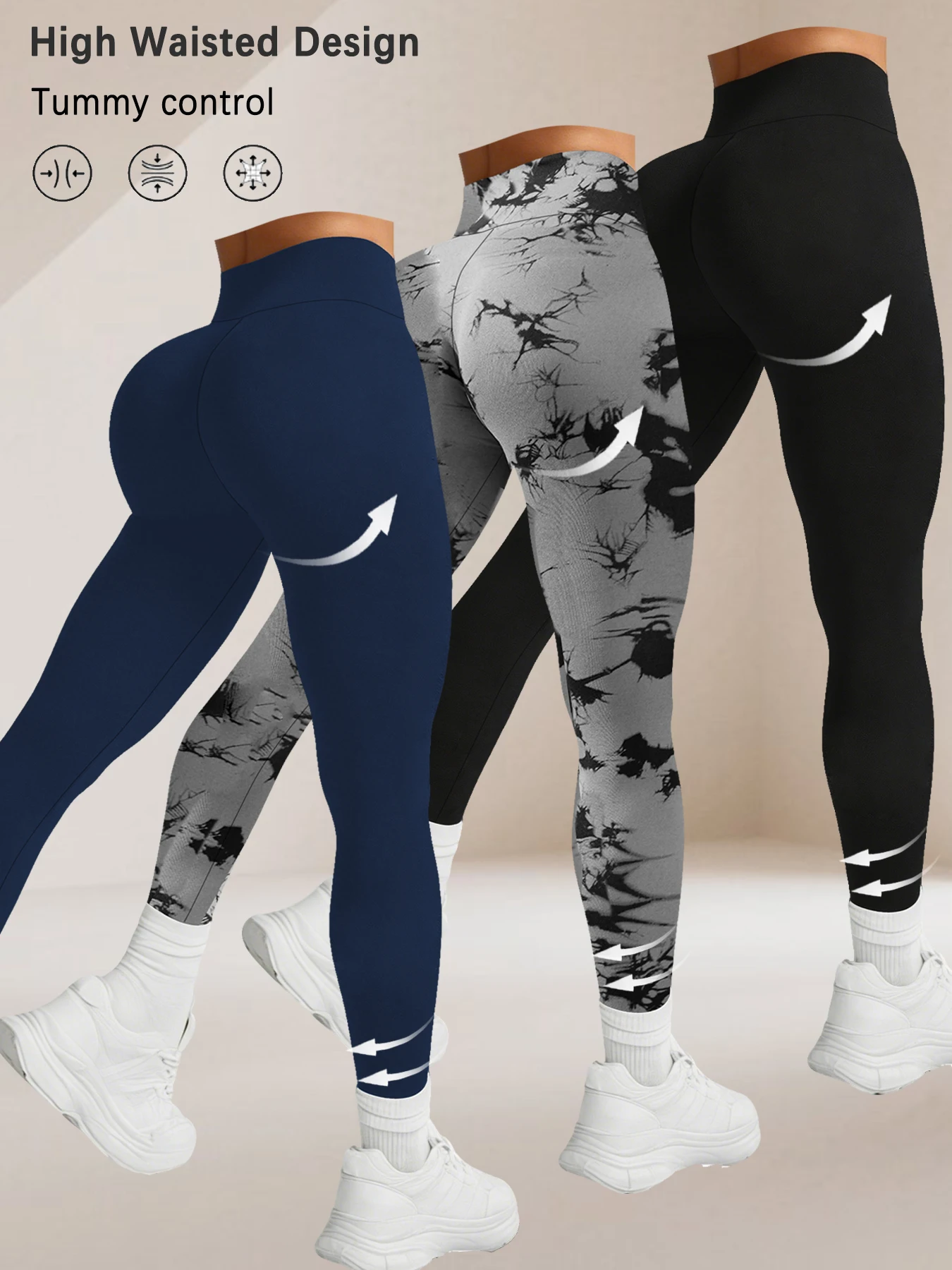 

3 pack Women's Leggings High Waisted - Super Soft Tummy Control Fabric Ideal for Yoga Running and Home Activities