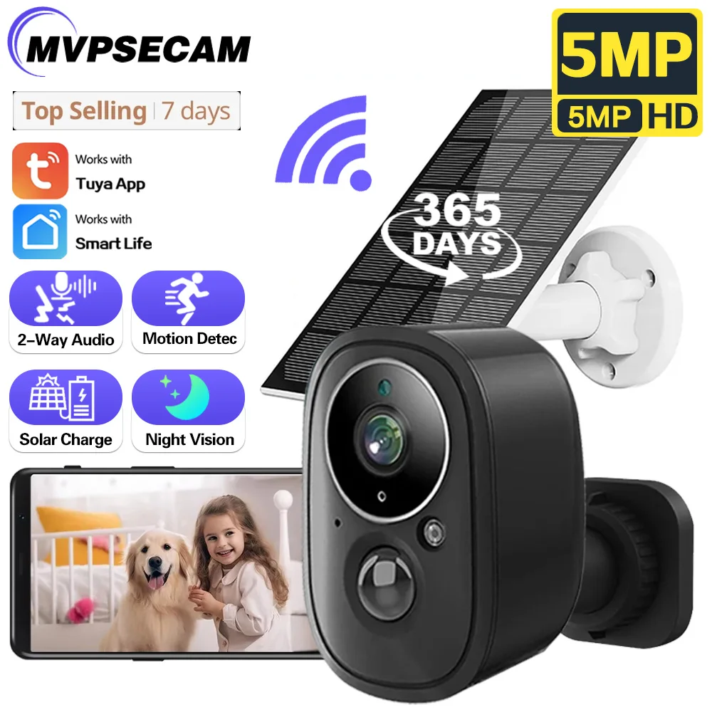 

Security Cameras Wireless Outdoor, 5MP Battery Powered WiFi Camera AI Motion Siren Spotlight, Night Vision, Works With Tuya APP