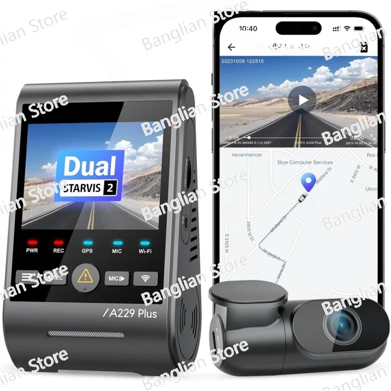 Dash Cam with Dual STARVIS 2 Sensors, 2 Channel HDR, 1440P 1440P Front and Rear, Voice Control Car Dash Camera,