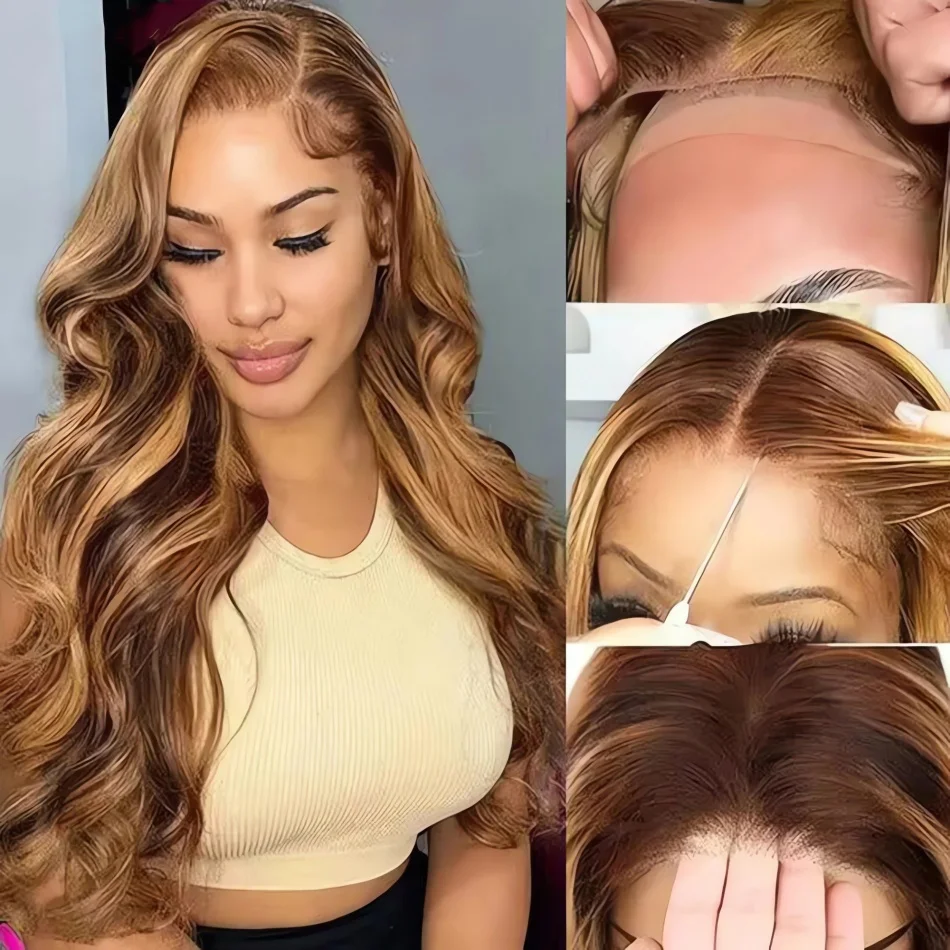 13x6 hd Lace Frontal 13x4 Body Brazilian Wigs Loose Wave 30 40 inch Highlight wig human hair  Cheap Wig Choice For Women